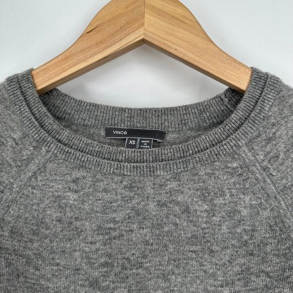 VINCE 100% Cashmere Color Block Crew Neck Sweater Long Sleeve Oversized Gray - Picture 6 of 12